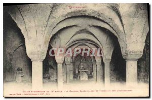 Old Postcard Remiremont Underground Church left sarcophagi and tombs of canon...