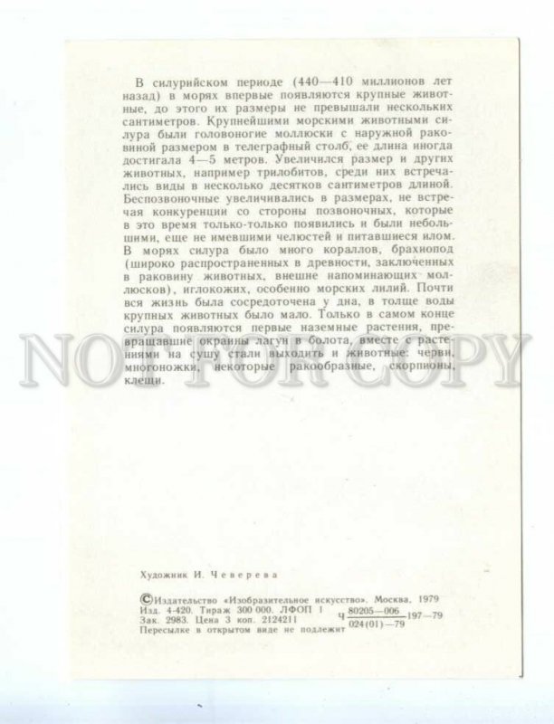 237812 RUSSIA Chevereva Dinosaurs cephalopod old postcard