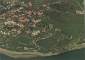 Northumberland Postcard - Aerial View of Lindisfarne Priory and Village  RR23573
