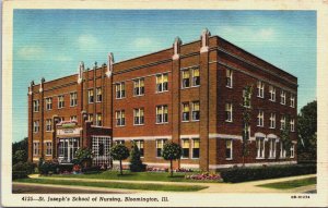 St Joseph's School Of Nursing Bloomington Illinois Linen Postcard C100