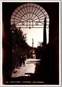 Lago Di Garda Il Vittoriale Viale D'Ingresso Italy Real Photo RPPC Postcard