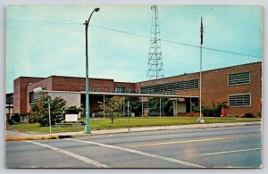 Cordele Georgia~Crisp County Courthouse St View~Flag~Moderne~1950s Postcard
