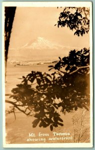 RPPC Mount Rainier View From Waterfront Tacoma Washington WA UNP Postcard H3