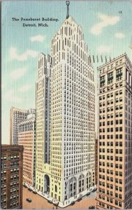 The Penobscot Building Detroit Michigan Linen Postcard C089