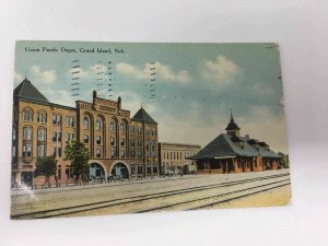 c. 1911 Union Pacific Depot Grand Island Nebraska Postcard Railroad Station