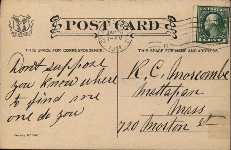 Native Americana Naked Indian Child With Dead Rabbit Comic c1910 Postcard