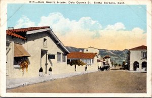 Postcard Dela Guerra House, Del Guerra Street in Santa Barbara, California