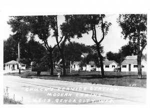 Genoa City Wisconsin Chucks Service Station Cabins Real Photo Postcard AA111382