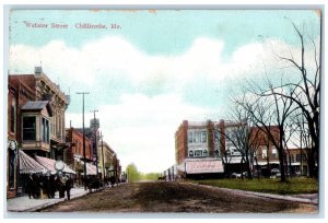 Chillicothe Missouri MO Postcard Webster Street Business Section Scene 1908 Tree