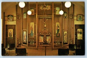 1960 Warren Ohio Postcard Chapel Queen Heaven Convent Benedictine Sisters Altar