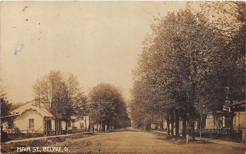 D15/ Belpre Ohio Postcard Real Photo RPPC 1912 Main Street Homes Marietta