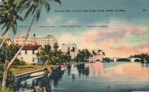 Vintage Postcard 1946 Dallas Park Hotels and Miami River Miami Florida Eli Witt