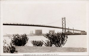 Ambassador Bridge Detroit MI & Windsor Ontario 1950s Rumsey RPPC Postcard G97