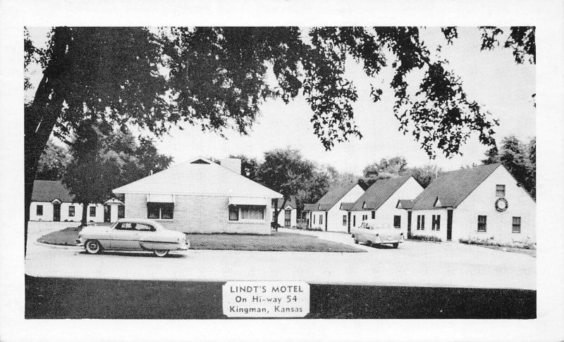 LINDT'S MOTEL Kingman, Kansas Hi-way 54 Roadside 1950s Vintage Postcard