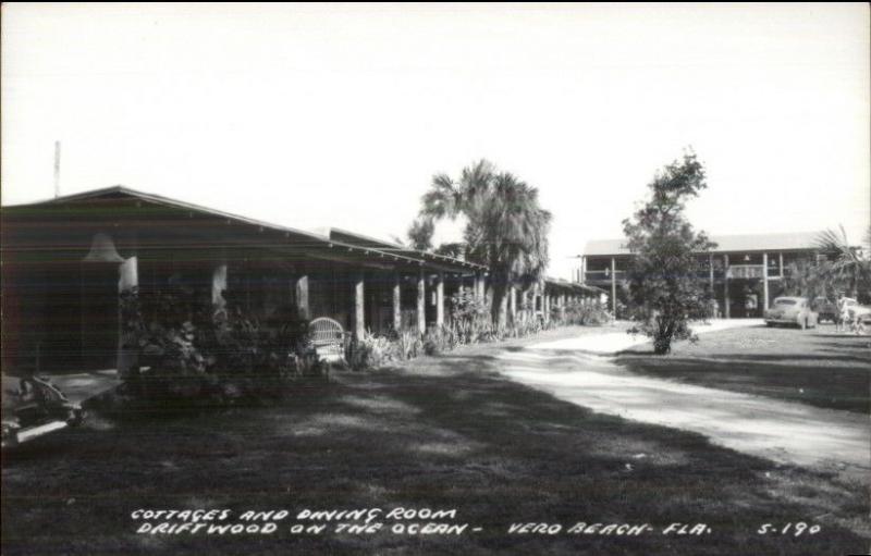 Vero Beach FL Driftwood Cottagees & Dining Room Real Photo Postcard