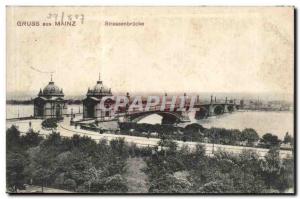 Germany Old Postcard Gruss aus Mainz Straßenbrücke