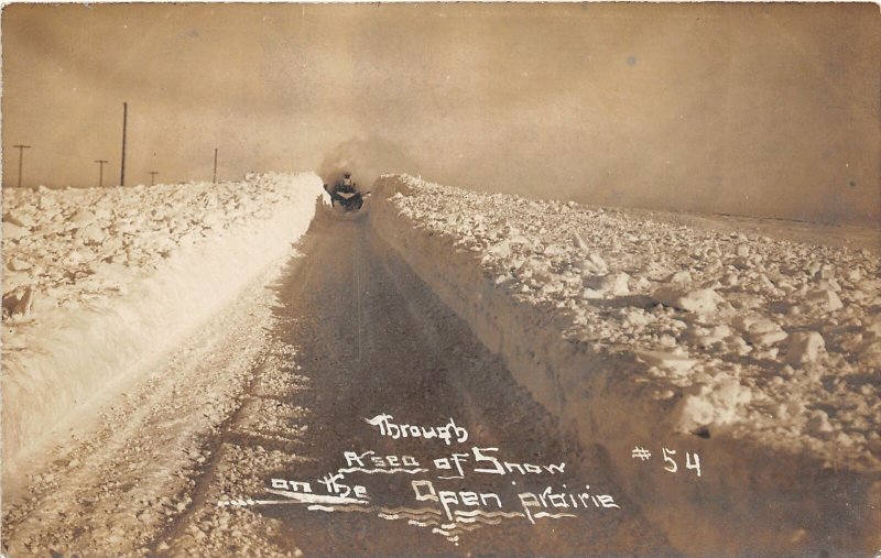 F79/ Brocket? North Dakota RPPC Postcard Snow Blizzard GN Railroad c1910