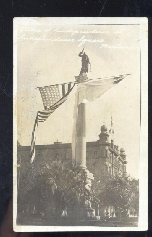 RPPC MONTEVIDEO URUGUAY MONUMENT TOWER U.S. FLAG REAL PHOTO POSTCARD