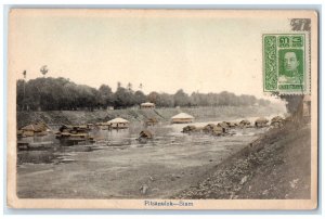 1921 Pitsanulok Siam Thailand, Hut House Cabin River Posted Vintage Postcard