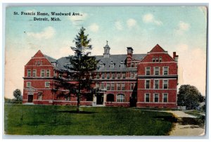 1915 St. Francis Home Woodward Avenue Detroit Michigan MI Antique Postcard