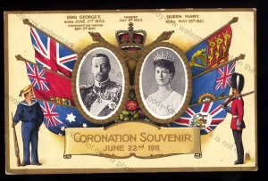 ROY610 - King George V - Gold Trimmed Souvenir - Tuck's Coronation Postcard