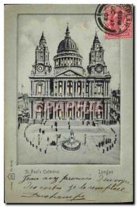 Old Postcard transparent map London St Paul & # 39s Cathedral