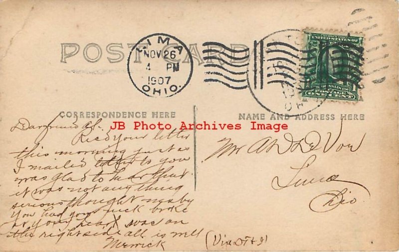 OH, Swanton, Ohio, RPPC, Main Street, Business Section, 1907 PM, Photo