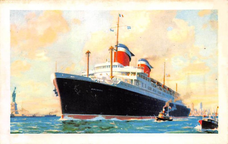 SS America United States Line Writing on back, missing stamp 