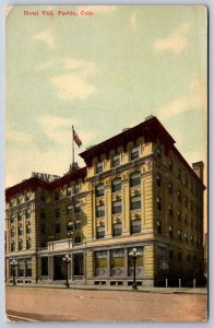 Pueblo Colorado~Hotel Vail Bldg Street View~Second Renaissance Revival~Postcard