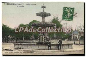 Old Postcard Villefranche Promenoir Square Fountain