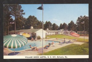 SYLVANIA GEORGIA VILLAGE GREEN MOTEL SWIMMING POOL ADVERTISING POSTCARD