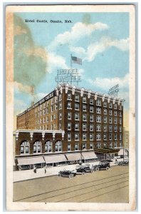 1917 Hotel Castle Exterior Building Classic Cars Omaha Nebraska Vintage Postcard