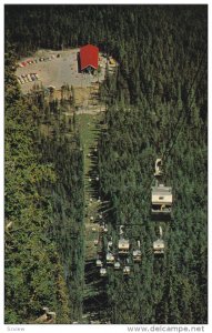 Aerial View, Four Seat Gondola Cars, Sulphur Mountain, BANFF, Alberta, Canada...