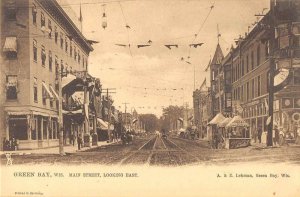 Green Bay Wisconsin Main Street looking East vintage pc DD5743