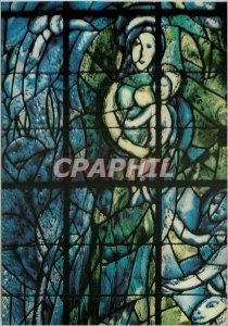 Modern Postcard Cathedral of Reims Chagall Stained Window Left the Virgin and...