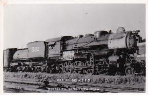 Trains Kansas City Northern Railroad Locomotive #562 2-8-0 Real Photo