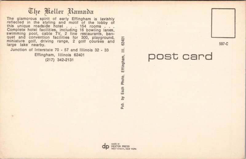 The Keller Ramada Effingham IL Postcard PC418