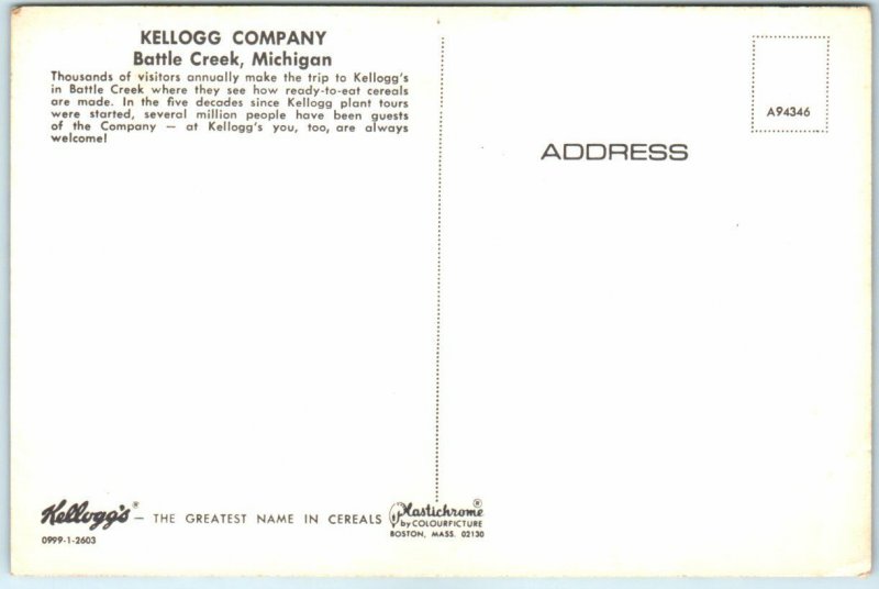 Postcard - Kellogg Company - Battle Creek, Michigan