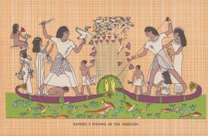 Ramses II Fishing In The Marches Antique Egyptian Art Postcard