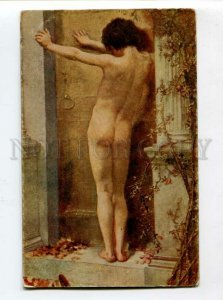 3098313 Nude CUPID near Door by MERRITT Vintage color PC