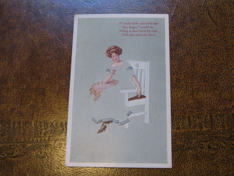 Fadeaway Postcard - Woman - Poem Gibson Art Company - If I could stroke your....