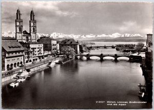 Utoquai Und Quaibrucke Bridge Zurich Switzerland Real Photo RPPC Postcard
