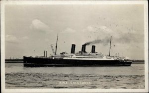 Liverpool England Steamer Steamship A.M.S. Caledonia RPPC Vintage Postcard