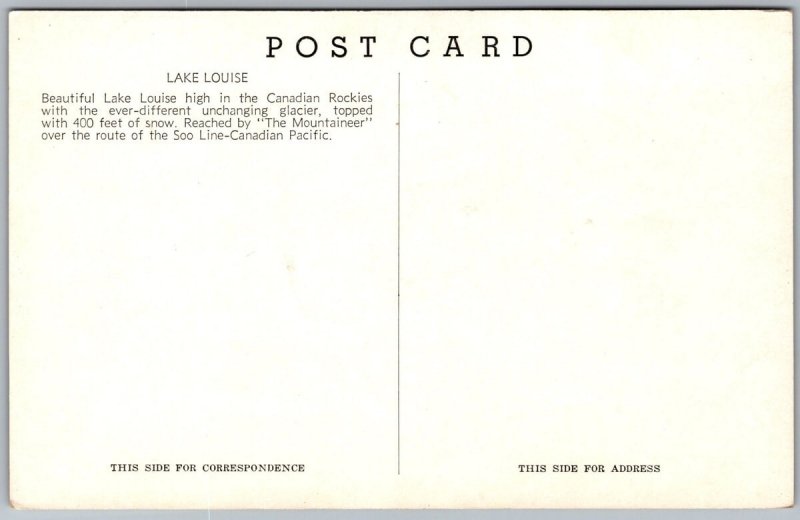 Postcard Lake Louise Alberta Canada Mountain Lake Trees 1950s View