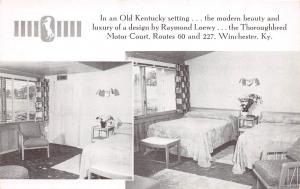 A74/ Winchester Kentucky Ky Postcard c1940s Thoroughbred Motor Court Interior