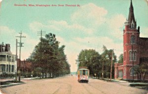 Postcard MS Greenville Mississippi-Washington Ave from Theobald St-Antique (D15)