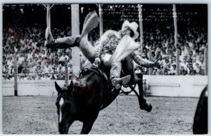 c1950s Shenandoah, IA RPPC Sidney Rodeo Cowboy Horse Postcard Jack Benjamin A104