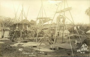 philippines, ILOILO, Thrashing out Rice (1910s) Casanave RPPC Postcard