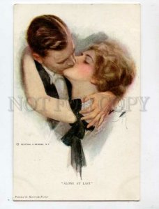 3101394 Alone KISS of Lovers By Harrison FISHER vintage #762 PC