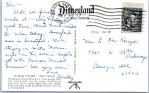 DISNEYLAND,  CA California    MINE TRAIN  RAINBOW CAVERNS  1967    Postcard